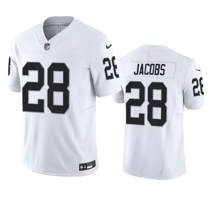 Las Vegas Raiders #28 Josh Jacobs White 2023 F.U.S.E Vapor Untouchable Stitched Football Jersey